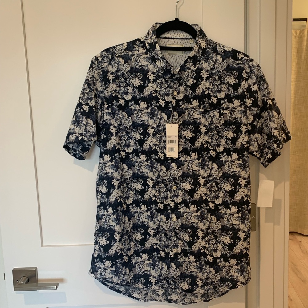 Men’s 7Diamonds Nordstrom Blue Printed Button-Up Collared Shirt
